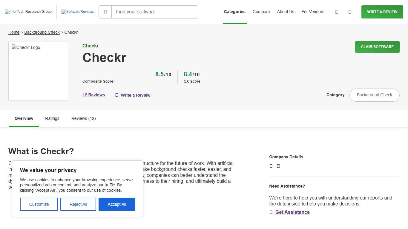 Checkr Customer Reviews 2026 | Background Check | SoftwareReviews